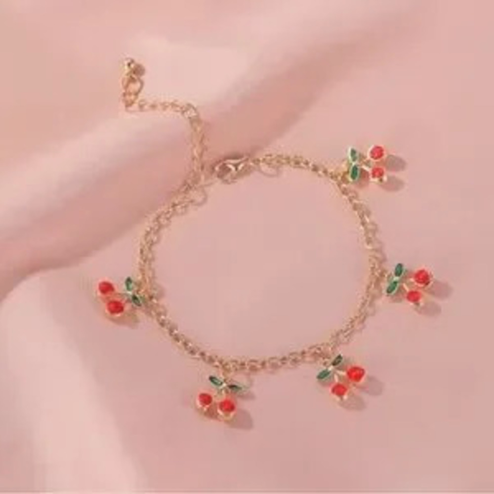 Cherry Charm Gold Bracelet Anklets 8+2